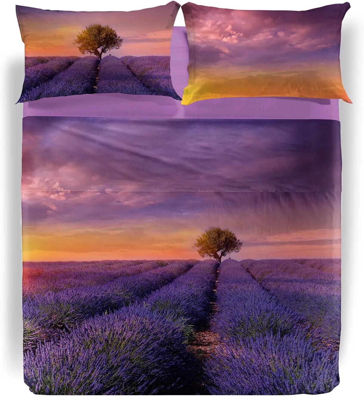 sogni di viaggio completo lenzuola copriletto lavender sunset matrimoniale   in cotone caleffi