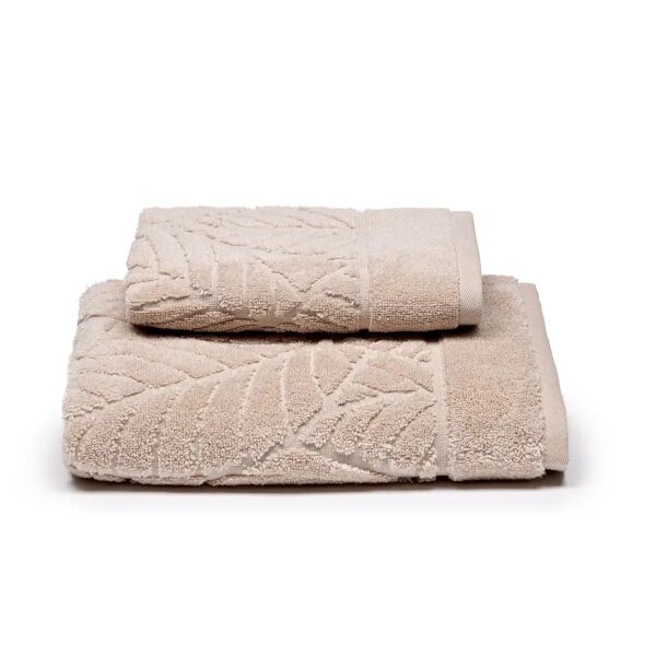 caleffi asciugamano con ospite in cotone foglie naturale