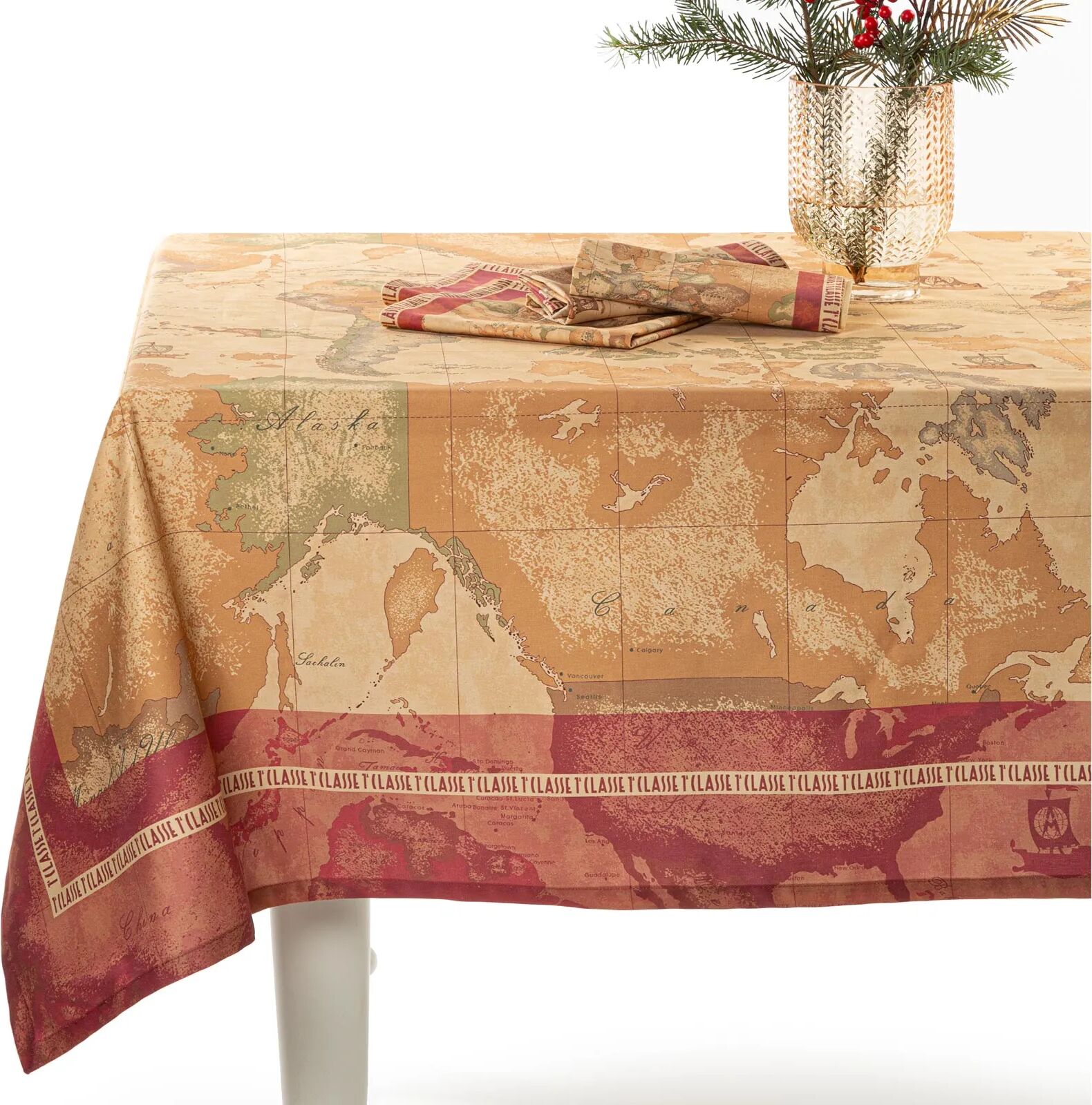 Alviero Martini Tovaglia CM. 150X240 da cucina Geo Classic Red in Cotone Caleffi