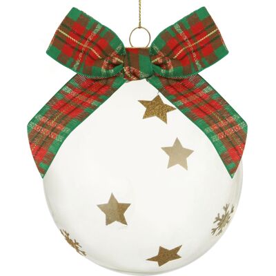 KASANOVA Pallina Natale 10 cm fiocco tartan verde KASANOVA Pallina Natale 10 cm fiocco tartan verde