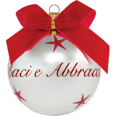 KASANOVA Pallina di Natale con scritta Baci e Abbracci 10 cm KASANOVA Pallina di Natale con scritta Baci e Abbracci 10 cm