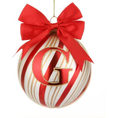 KASANOVA Pallina Natale con lettera G 10 cm Circus rosso KASANOVA Pallina Natale con lettera G 10 cm Circus rosso