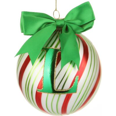 KASANOVA Pallina Natale con lettera L 10 cm Circus verde KASANOVA Pallina Natale con lettera L 10 cm Circus verde
