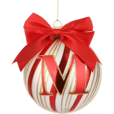 KASANOVA Pallina Natale con lettera M 10 cm Circus rosso KASANOVA Pallina Natale con lettera M 10 cm Circus rosso