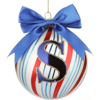 KASANOVA Pallina Natale con lettera S 10 cm Circus blu KASANOVA Pallina Natale con lettera S 10 cm Circus blu