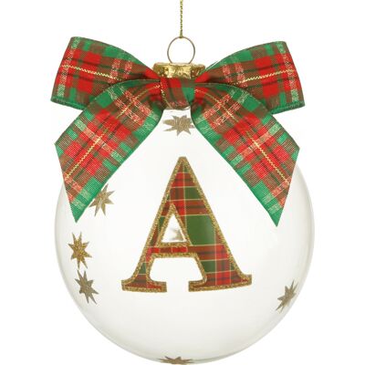 KASANOVA Pallina Natale con lettera A 10 cm tartan KASANOVA Pallina Natale con lettera A 10 cm tartan