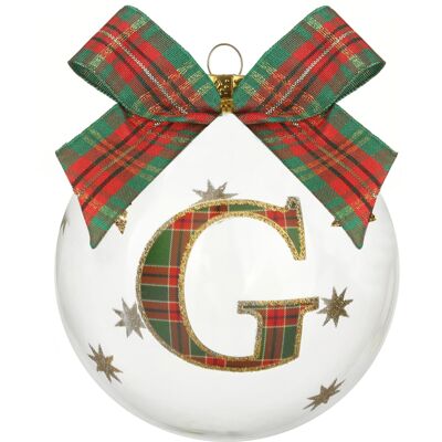 KASANOVA Pallina Natale con lettera G 10 cm tartan KASANOVA Pallina Natale con lettera G 10 cm tartan
