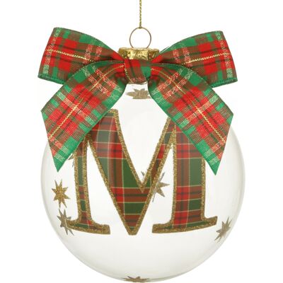 KASANOVA Pallina Natale con lettera M 10 cm tartan KASANOVA Pallina Natale con lettera M 10 cm tartan