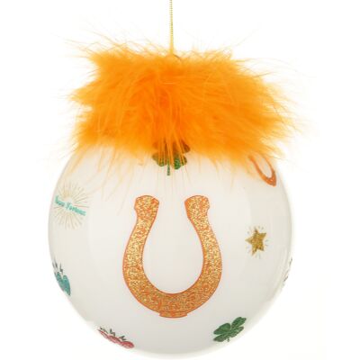 KASANOVA Pallina Natale ferro cavallo arancio 10 cm Good Luck KASANOVA Pallina Natale ferro cavallo arancio 10 cm Good Luck