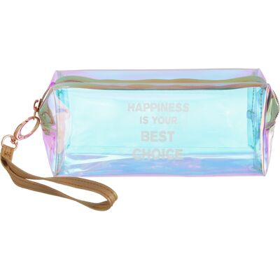 altri brand Beauty case astuccio iridescente scritta Happiness altri brand Beauty case astuccio iridescente scritta Happiness