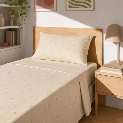 KASANOVA Completo letto singolo fiorellini beige KASANOVA Completo letto singolo fiorellini beige