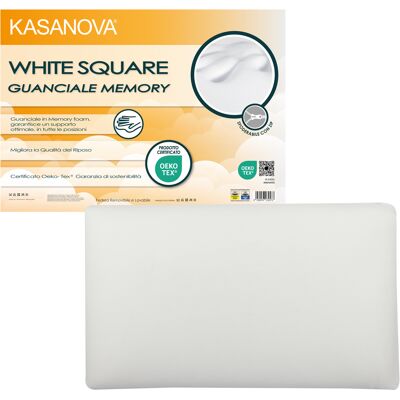 KASANOVA Cuscino White Square in Memory Foam - Supporto e Comfort KASANOVA Cuscino White Square in Memory Foam - Supporto e Comfort