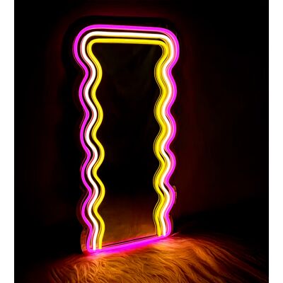 Specchio neon a forma di onda - 30x60 cm - Decorazione casa Specchio neon a forma di onda - 30x60 cm - Decorazione casa