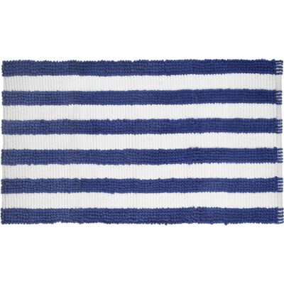 KASANOVA Tappeto bagno ciniglia 60x110 cm righe blu bianco KASANOVA Tappeto bagno ciniglia 60x110 cm righe blu bianco