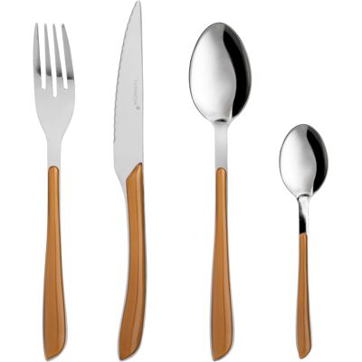Altri Brand Set 24 posate acciaio manico marrone - Cutlery Set Altri Brand Set 24 posate acciaio manico marrone - Cutlery Set