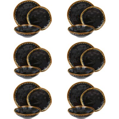 Altri brand Olympus - Set di piatti - 18 pezzi terracotta, nero oro Altri brand Olympus - Set di piatti - 18 pezzi terracotta, nero oro