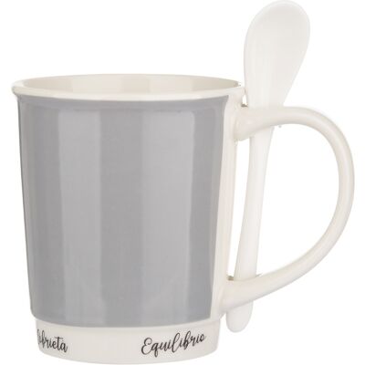 KASANOVA Mug grigia 400 ml con cucchiaino KASANOVA Mug grigia 400 ml con cucchiaino