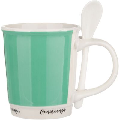 KASANOVA Mug verde 400 ml con cucchiaino KASANOVA Mug verde 400 ml con cucchiaino