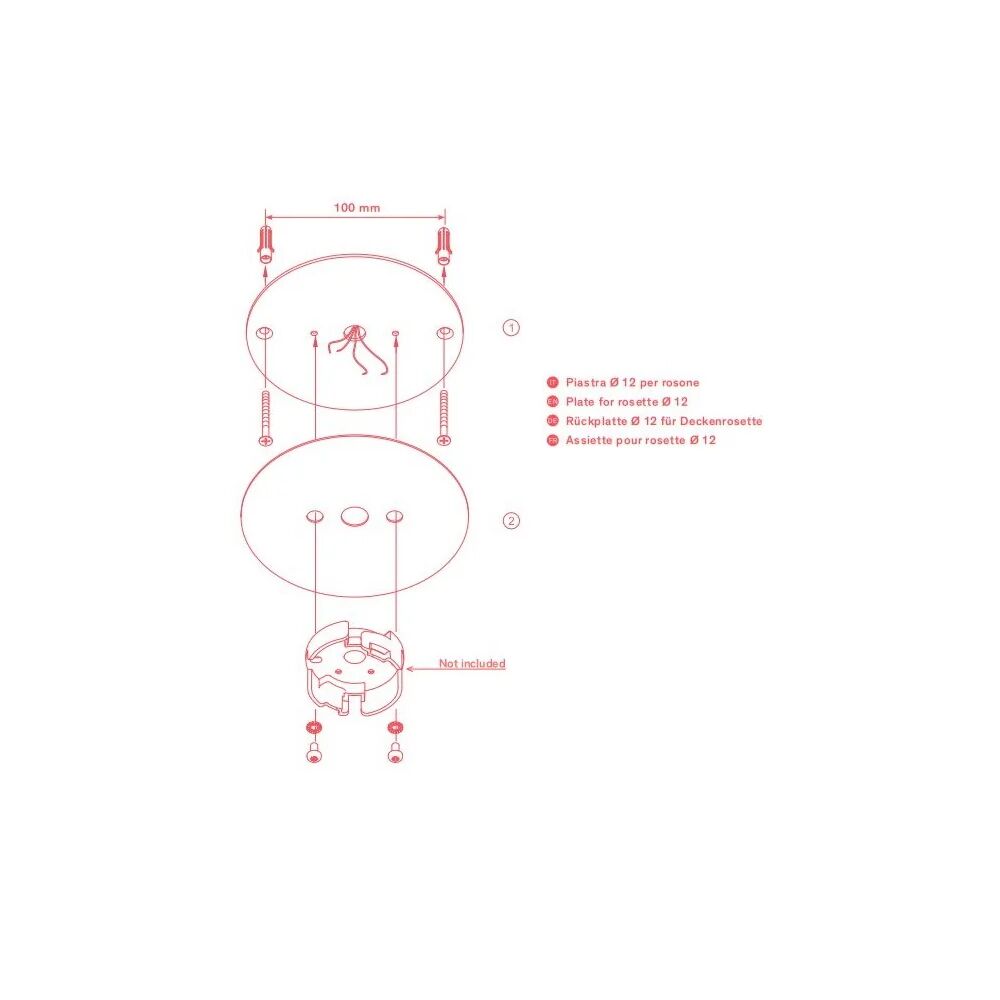 Rotaliana Dry h accessori / accessories / accessoires   lumen w cri piastra ø 12 per rosone (bianco opaco)
