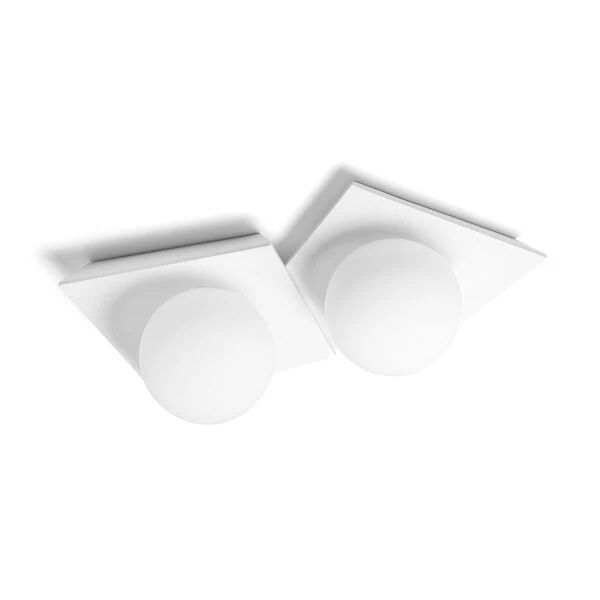 Sforzin illuminazione lampada a soffitto in gesso due luci con vetro opalino cicladi T388