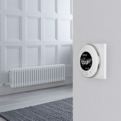 HudsonReed Radiatore di Design Elettrico - Orizzontale a 3 Colonne Tradizionale - Bianco - 300mm x 1190mm - con Termostato Wifi HudsonReed Radiatore di Design Elettrico - Orizzontale a 3 Colonne Tradizionale - Bianco - 300mm x 1190mm - con Termostato Wifi