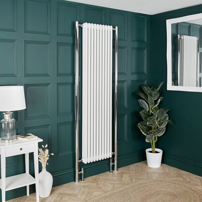 HudsonReed Radiatore a Colonna Verticale Tradizionale Bianco con Tubi di Estensione in Cromo - 2030mm x 635mm - Regent HudsonReed Radiatore a Colonna Verticale Tradizionale Bianco con Tubi di Estensione in Cromo - 2030mm x 635mm - Regent