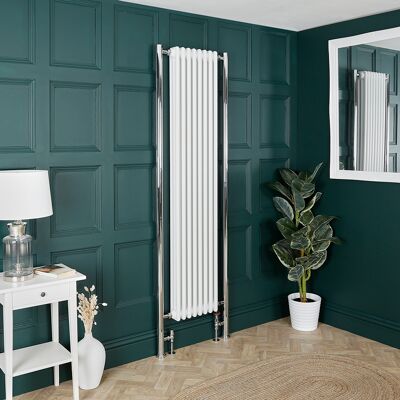 HudsonReed Radiatore a Colonna Verticale Tradizionale Bianco con Tubi di Estensione Cromati - 2030mm x 545mm - Regent HudsonReed Radiatore a Colonna Verticale Tradizionale Bianco con Tubi di Estensione Cromati - 2030mm x 545mm - Regent