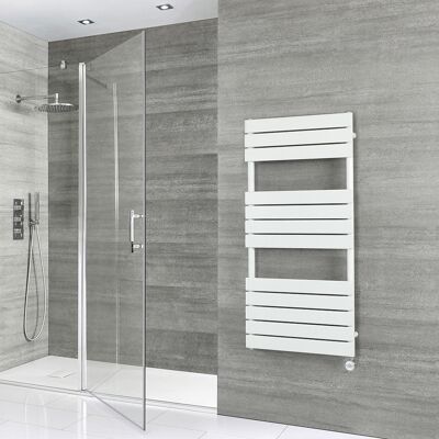 Bianchi Scaldasalviette Elettrico di Design Bianco con Pannelli Piatti - 1200 x 600mm - con Elemento Termostatico e Senza Copri Cavo Bianchi Scaldasalviette Elettrico di Design Bianco con Pannelli Piatti - 1200 x 600mm - con Elemento Termostatico e Senza Copri Cavo