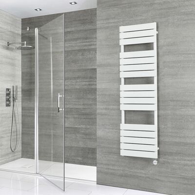 Bianchi Scaldasalviette Elettrico di Design Bianco con Pannelli Piatti - 1500 x 450mm - con Elemento Termostatico e Senza Copri Cavo Bianchi Scaldasalviette Elettrico di Design Bianco con Pannelli Piatti - 1500 x 450mm - con Elemento Termostatico e Senza Copri Cavo