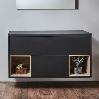 Hudson Reed Mobile Bagno Sospeso Grigio/Nero con Ripiano Aperto 1200mm Hudson Reed Mobile Bagno Sospeso Grigio/Nero con Ripiano Aperto 1200mm