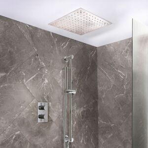 HudsonReed Sistema Doccia con Miscelatore Termostatico con Soffione ad Incasso e Asta Saliscendi con Doccetta - Cromato (2 Vie) - Otto HudsonReed Sistema Doccia con Miscelatore Termostatico con Soffione ad Incasso e Asta Saliscendi con Doccetta - Cromato (2 Vie) - Otto