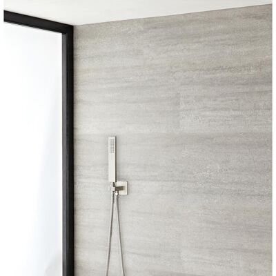 HudsonReed Doccetta Quadrata Nichel Spazzolato con Supporto a Muro HudsonReed Doccetta Quadrata Nichel Spazzolato con Supporto a Muro