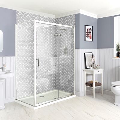 HudsonReed Box Doccia Angolare Tradizionale con Porta Scorrevole e Piatto Doccia - 1000mm x 700mm HudsonReed Box Doccia Angolare Tradizionale con Porta Scorrevole e Piatto Doccia - 1000mm x 700mm