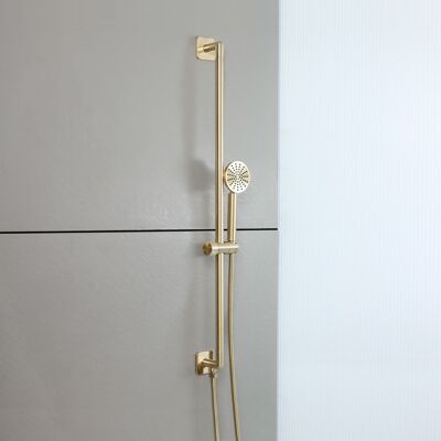 HudsonReed Kit Doccia con Asta Saliscendi, Doccetta e Supporto - Oro Satinato - Lune HudsonReed Kit Doccia con Asta Saliscendi, Doccetta e Supporto - Oro Satinato - Lune