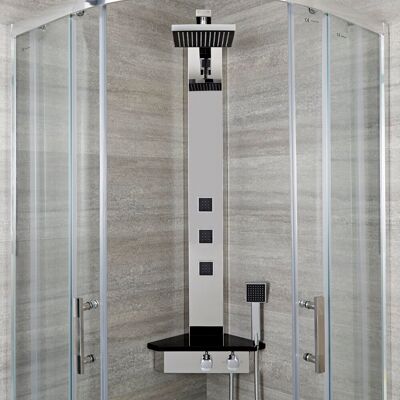 Pannello Doccia Angolare Termostatico Hudson Reed con Jet di Massaggio - Cromo & Nero Pannello Doccia Angolare Termostatico Hudson Reed con Jet di Massaggio - Cromo & Nero