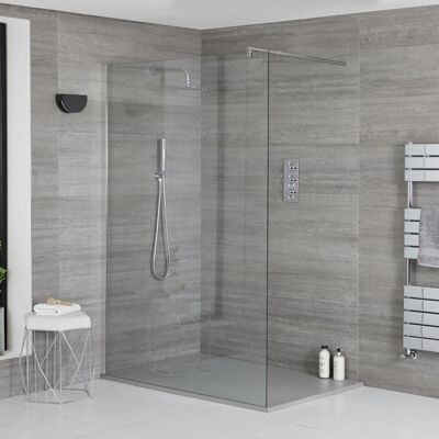 HudsonReed Doccia Walk-In con Parete e Piatto Doccia Ardesia - 800mm x 800mm - Piatto Doccia Grigio Chiaro HudsonReed Doccia Walk-In con Parete e Piatto Doccia Ardesia - 800mm x 800mm - Piatto Doccia Grigio Chiaro
