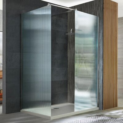 HudsonReed Box Doccia Walk-in Angolare Cromato in Vetro Scanalato con Piatto Doccia - Scelta di Misure HudsonReed Box Doccia Walk-in Angolare Cromato in Vetro Scanalato con Piatto Doccia - Scelta di Misure