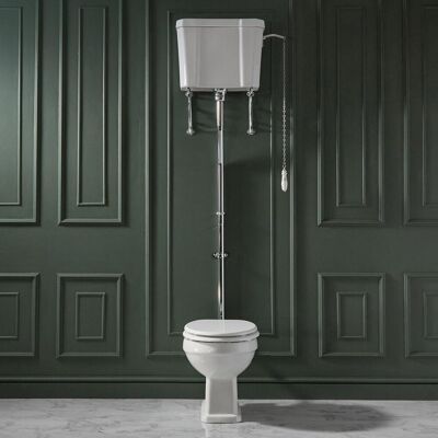 Hudson Reed WC Tradizionale Alto con Cassetta - Kit scarico cromato- Copriwater bianco - Richmond Hudson Reed WC Tradizionale Alto con Cassetta - Kit scarico cromato- Copriwater bianco - Richmond