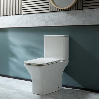 Hudson Reed Sanitario WC Monoblocco Moderno con Sedile a Chiusura Ammortizzata e Pulsante di Scarico Cromato - Avenham Hudson Reed Sanitario WC Monoblocco Moderno con Sedile a Chiusura Ammortizzata e Pulsante di Scarico Cromato - Avenham