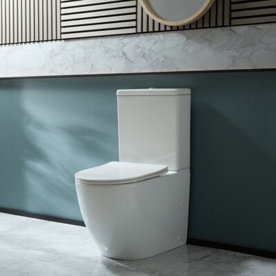 Hudson Reed Sanitario WC Monoblocco Moderno con Sedile a Chiusura Ammortizzata e Pulsante di Scarico Cromato - Otterton Hudson Reed Sanitario WC Monoblocco Moderno con Sedile a Chiusura Ammortizzata e Pulsante di Scarico Cromato - Otterton