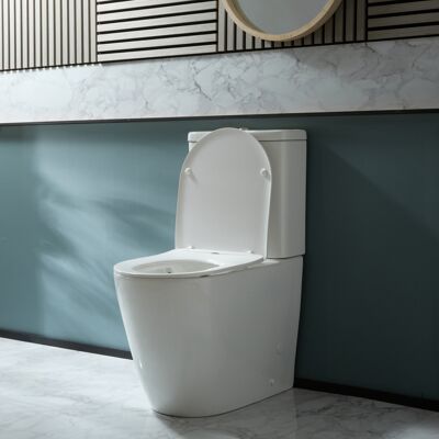 Hudson Reed Sanitario WC Monoblocco Moderno con Sedile a Chiusura Ammortizzata e Pulsante di Scarico Cromato - Brunswick Hudson Reed Sanitario WC Monoblocco Moderno con Sedile a Chiusura Ammortizzata e Pulsante di Scarico Cromato - Brunswick
