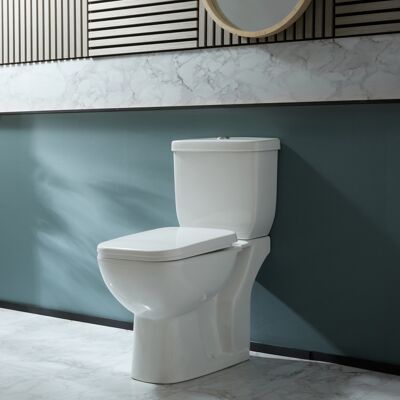 Hudson Reed Sanitario WC Monoblocco Moderno con Sedile Soft-Close e Pulsante Cromato Hudson Reed Sanitario WC Monoblocco Moderno con Sedile Soft-Close e Pulsante Cromato