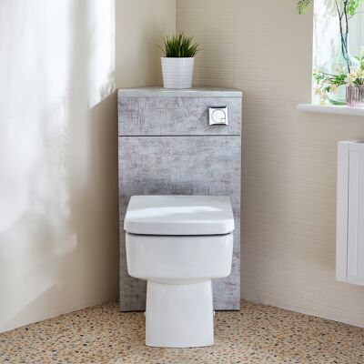 Hudson Reed Unità WC Angolare in Grigio Cemento con Sanitario a Filo Muro Sandford e Pulsante di Scarico Cromato - Cluo Hudson Reed Unità WC Angolare in Grigio Cemento con Sanitario a Filo Muro Sandford e Pulsante di Scarico Cromato - Cluo