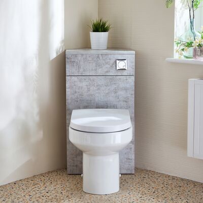 Hudson Reed Unità WC Angolare in Grigio Cemento con Sanitario a Filo Muro Covelly e Pulsante di Scarico Cromato - Cluo Hudson Reed Unità WC Angolare in Grigio Cemento con Sanitario a Filo Muro Covelly e Pulsante di Scarico Cromato - Cluo