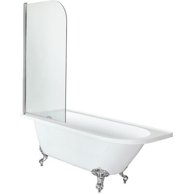 Hudson Reed Vasca da Bagno Freestanding ad Angolo Tradizionale con Parete Vasca - Cromata - 1685mm x 750mm - Design da Sinistra - Piedini Cromati - Legend Hudson Reed Vasca da Bagno Freestanding ad Angolo Tradizionale con Parete Vasca - Cromata - 1685mm x 750mm - Design da Sinistra - Piedini Cromati - Legend