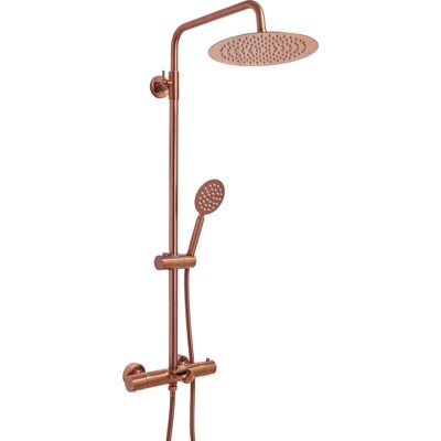 Colonna Doccia Rame Satinato Con Miscelatore Termostatico A Barra, Soffione, Doccetta Ed Erogatore Vasca - Hudson Reed Colonna Doccia Rame Satinato Con Miscelatore Termostatico A Barra, Soffione, Doccetta Ed Erogatore Vasca - Hudson Reed