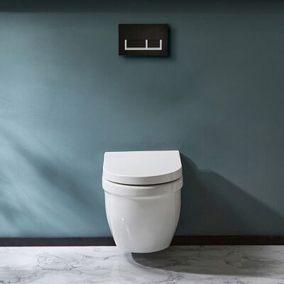 Hudson Reed Sanitario WC Sospeso con Telaio Alto - Placca di Comando Rettangolare Bianca/Cromata - Belstone Hudson Reed Sanitario WC Sospeso con Telaio Alto - Placca di Comando Rettangolare Bianca/Cromata - Belstone