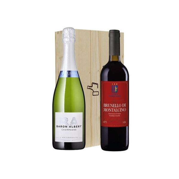 champagne e brunello di montalcino - baron albert e casa fiorenza [2 bot in cassetta di legno]