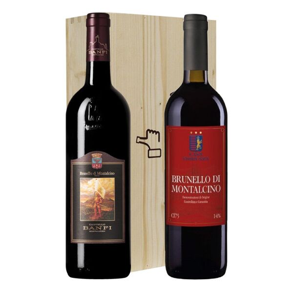 brunello di montalcino duo - banfi e casa fiorenza [2x bot. cassetta di legno]