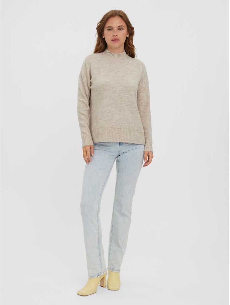 Vero Moda Lefile Oversize Boxy O Neck Sweater Beige M Donna Beige M